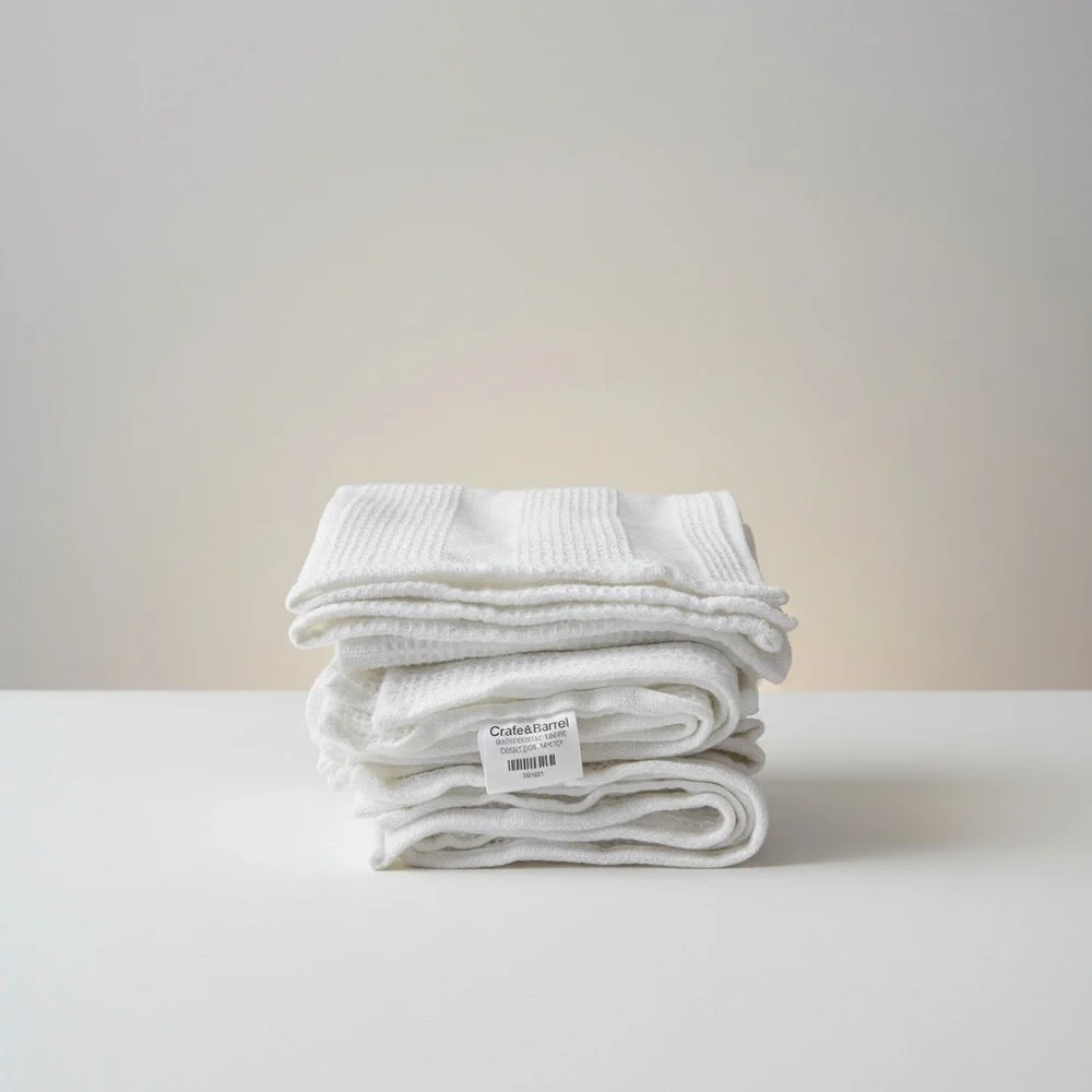 Crate And Barrel White Waffle Weave Dishcloth 14”x15” Set Of 4